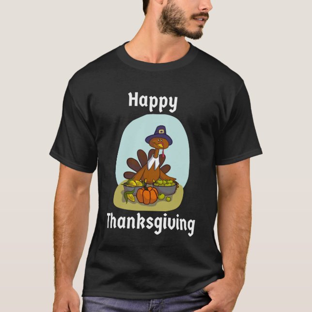 Roligt T-Shirt med tacksam Thanksgiving (Framsida)