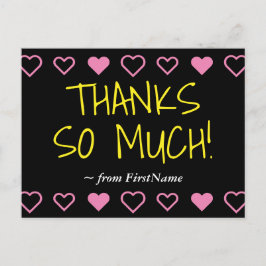 Roligt "TACK SÅ MYCKET!" + Hearts vykort