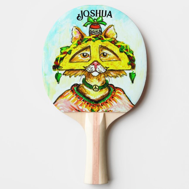 Roligt Taco Hippie Cat Ping Pong Paddle Pingisracket (Framsidan)