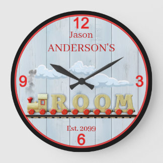 Roligt Tåg Room Boy's Wall Clock Stor Klocka