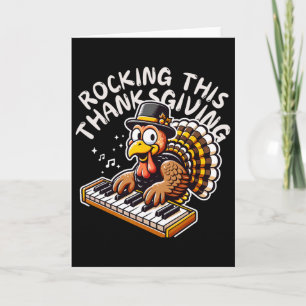 Roligt talesätt Turkiet spelar piano Thanksgiving Kort