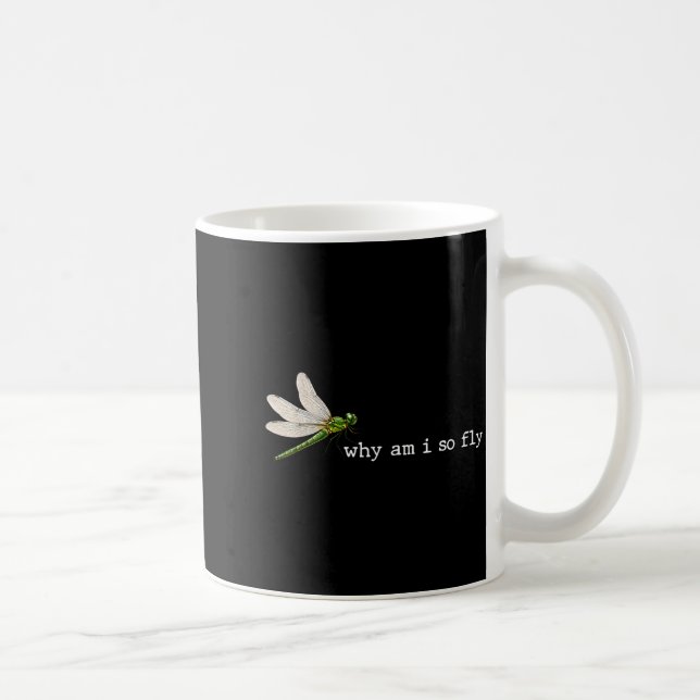Roligt talesätt Varför flyger jag trollslända Puns Kaffemugg (Höger)
