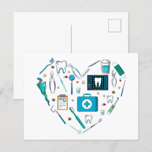 Roligt Tandläkarverktyg för Tandläkare Hjärta Vykort