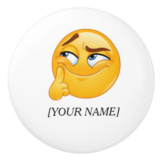 Roligt Tänkande Emoji Anpassat Namn Keramik Dragsk Knopp