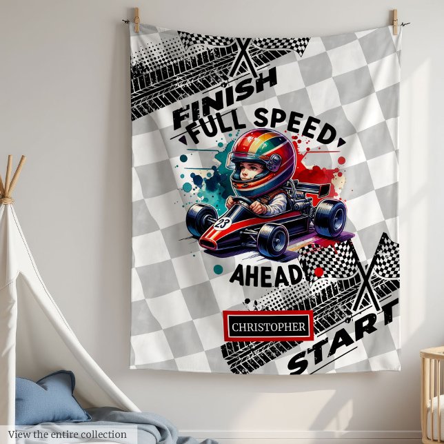 Roligt Tävla Blanket Formel 1 Boy Birthday Fleecefilt (Fun Racing Blanket Formula 1 Boy Birthday)