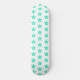 Roligt Teal Grönt Stars Mönster Skateboard Bräda 21,5 Cm