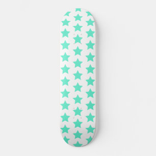 Roligt Teal Grönt Stars Mönster Skateboard Bräda 21,5 Cm