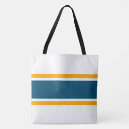 Roligt Teal Gult Tävla Rand White Background Tygkasse