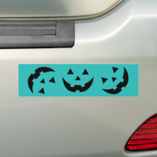Roligt teal jack o lantern pumpkin ansikte Hallowe Bildekal