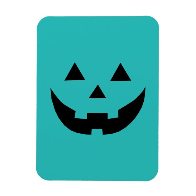 Roligt teal jack o lantern pumpkin ansikte Hallowe Magnet (Vertikal)