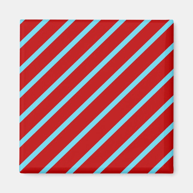 Roligt Teal Turcoise Red Diagonal Rand Gifts Magnet (Framsidan)