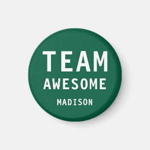 Roligt Team Awesome Grön Personlig Namn Magnet