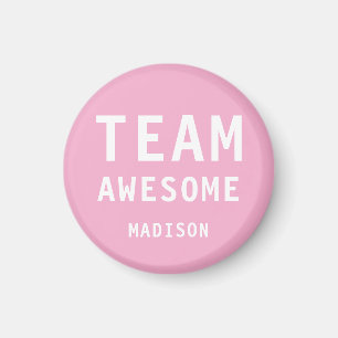 Roligt Team Awesome Rosa Personligt Namn Magnet