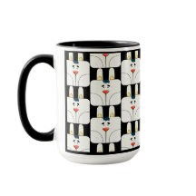 Roligt Team Bunny Ansikte i Black and White Mugg