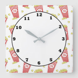 Roligt teater popcorn patternhome dekerklocka fyrkantig klocka