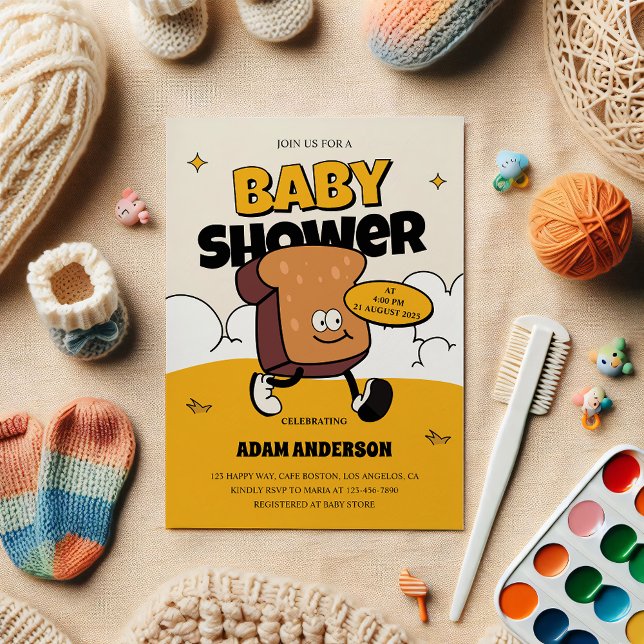 Roligt Tecknad Baby Shower-inbjudan för Boy Inbjudningar (Skapare uppladdad)
