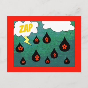 Roligt Tecknad Bok Pop Art Thunderblommor Vykort