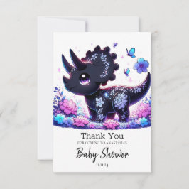 Roligt Tecknad Dinosaur Baby Shower Tack Kort