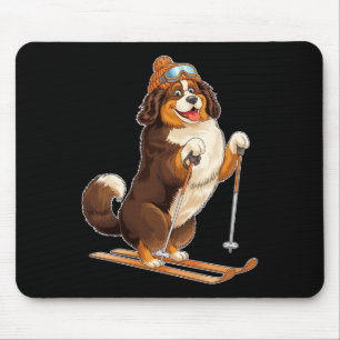Roligt Tecknad hund Enjoying Skiing Musmatta