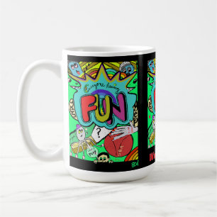 Roligt Tecknad Illustration of Tillsammans Kaffemugg