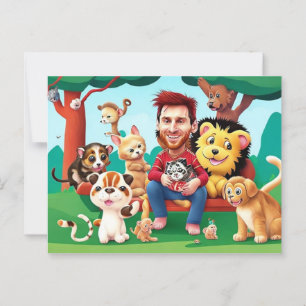 Roligt tecknad image Messi Söta djur Vykort