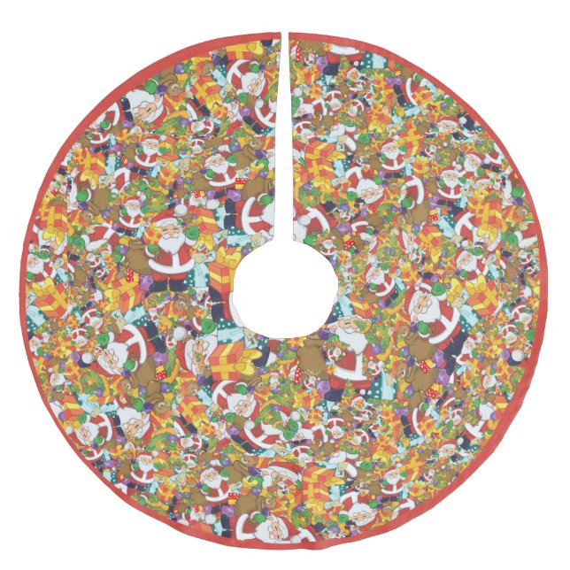 Roligt Tecknad Jultomten GIft Bag Julgransmatta Borstad Polyester (Framsidan)