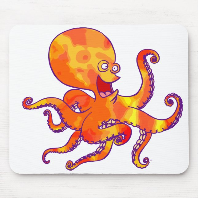 Roligt Tecknad Octopus Mousepad Musmatta (Framsidan)