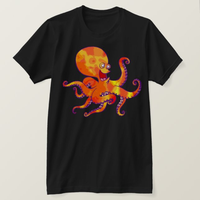 Roligt Tecknad Octopus T-Shirt (Design framsida)
