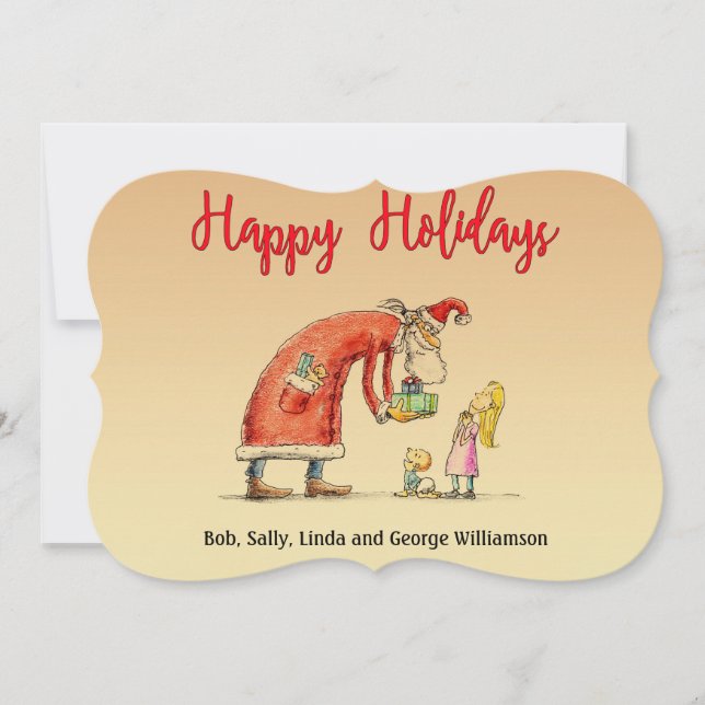 Roligt Tecknad Santa Delivery Gfts Finare-klipp Julkort (Framsida)