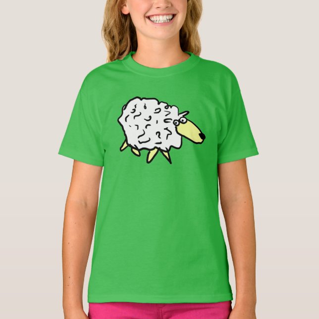 Roligt Tecknad Sheep T Shirt (Framsida)