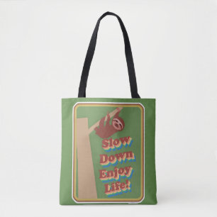 Roligt Tecknad Sloth Sloth Movement Motto to Tygkasse