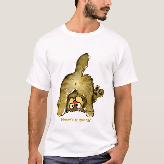 Roligt tecknadkattmeows det som går? Tshirt T-shirt (Framsida)