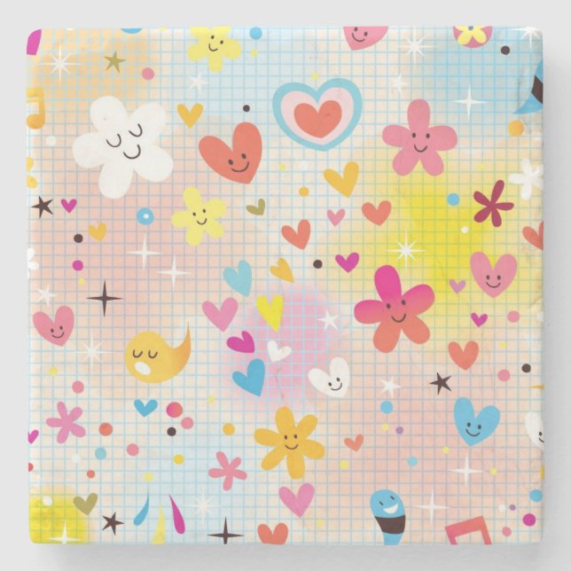 roligt tecknadmönster underlägg sten (Framsidan)