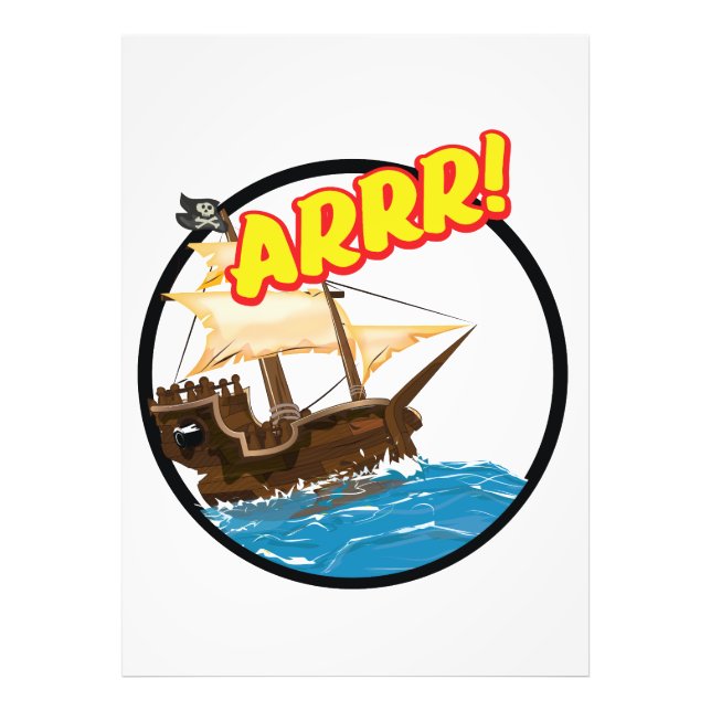 Roligt tecknat piratskepp  fototryck (Framsidan)