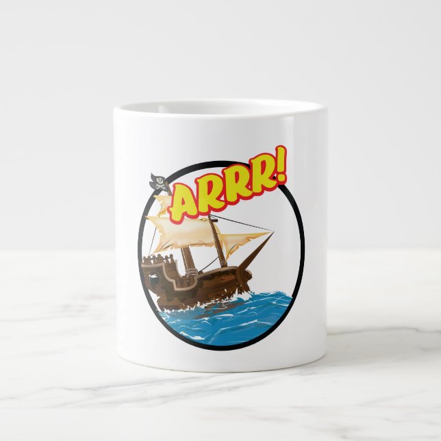 Roligt tecknat piratskepp  jumbo mugg (Framsidan)