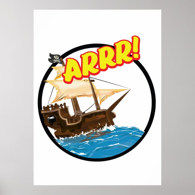 Roligt tecknat piratskepp  poster (Framsidan)