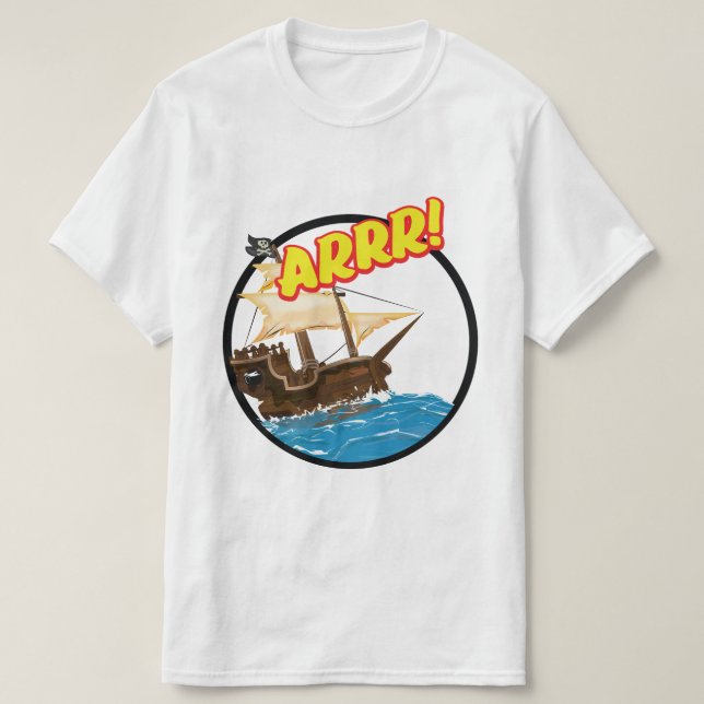 Roligt tecknat piratskepp  t shirt (Design framsida)