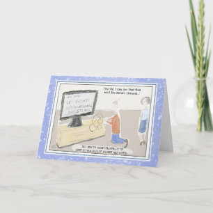 Roligt teknologifödelsedagkort: "Plugga & leka ", Kort