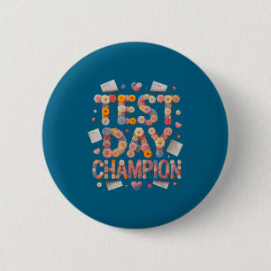 Roligt test dag mästare mode på historia vetenskap knapp