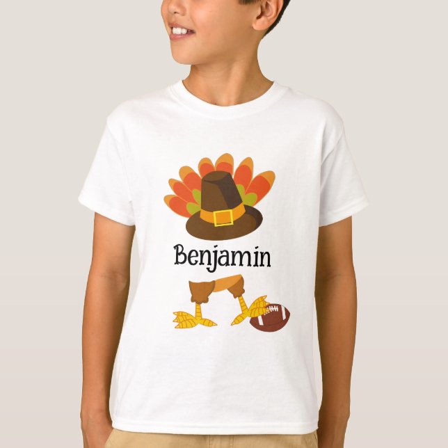 Roligt Thanksgiving Football Turkey T Shirt (Framsida)