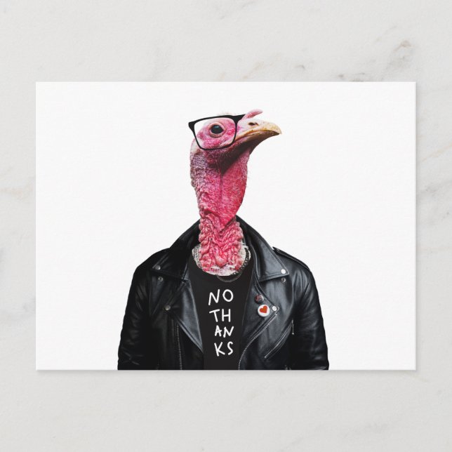 Roligt Thanksgiving-hälsning med cool Mr Turkey Vykort (Framsida)
