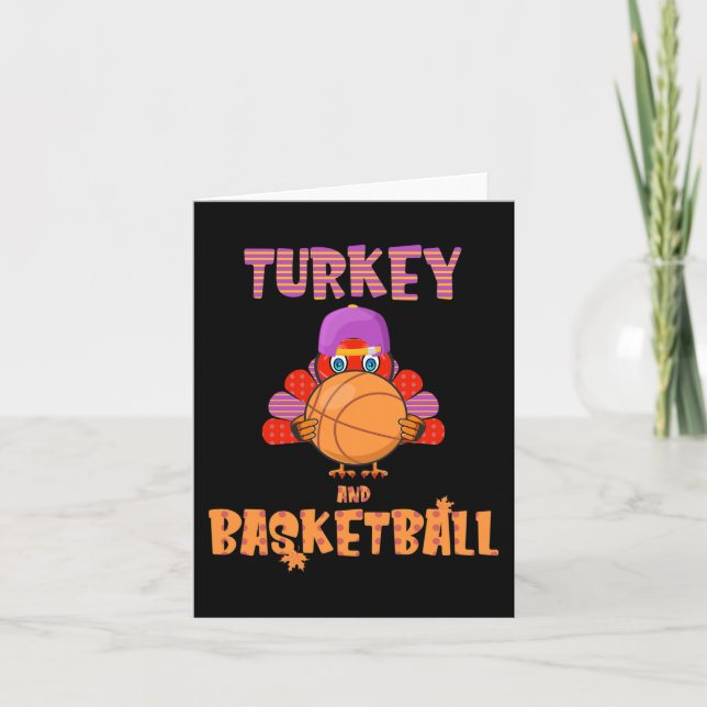 Roligt Thanksgiving Turkiet spelar basketboll Mana Kort (Framsida)