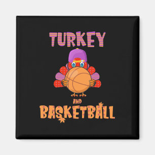 Roligt Thanksgiving Turkiet spelar basketboll Mana Magnet