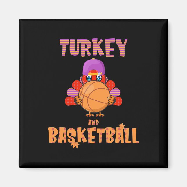 Roligt Thanksgiving Turkiet spelar basketboll Mana Magnet (Framsidan)