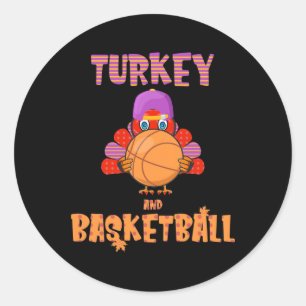 Roligt Thanksgiving Turkiet spelar basketboll Mana Runt Klistermärke