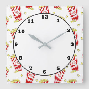Roligt Theaters popcorn patternhome dekerklocka Fyrkantig Klocka