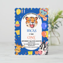 Roligt tiger Zebra Hippo safari zoo Vild Birthday