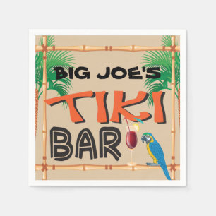 Roligt Tiki Pub med eget namn och papegoja Pappersservett