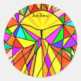 Roligt Times Circular Stickers Brighests Multifärg Runt Klistermärke