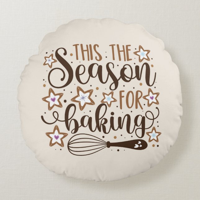 Roligt "Tis the Season of Baking Design Rund Kudde (Framsidan)